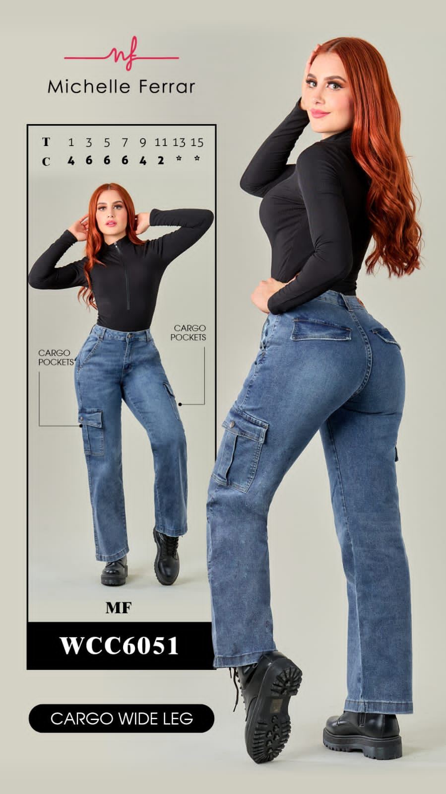 Michelle Ferrar jeans marine cargo MF 6051